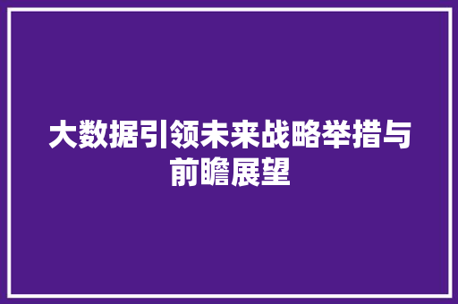 大数据引领未来战略举措与前瞻展望  第1张