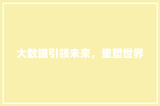 大数据引领未来，重塑世界