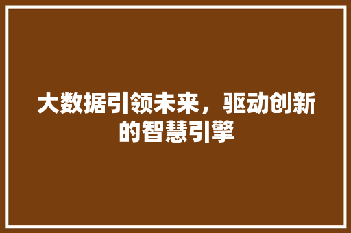 大数据引领未来，驱动创新的智慧引擎  第1张