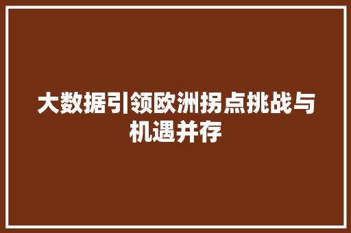 大数据引领欧洲拐点挑战与机遇并存  第1张