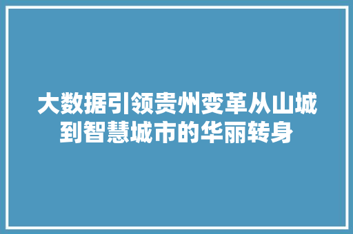 大数据引领贵州变革从山城到智慧城市的华丽转身  第1张