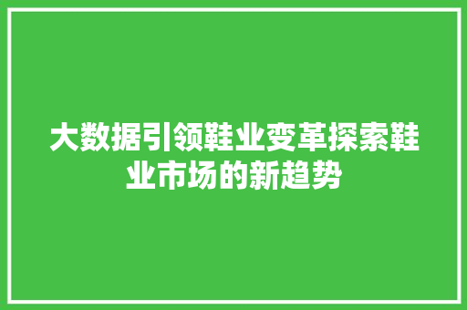 大数据引领鞋业变革探索鞋业市场的新趋势