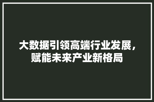 大数据引领高端行业发展，赋能未来产业新格局  第1张