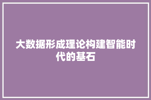 大数据形成理论构建智能时代的基石  第1张