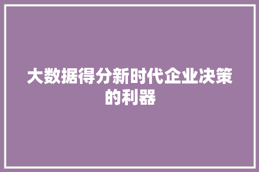 大数据得分新时代企业决策的利器