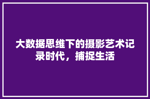 大数据思维下的摄影艺术记录时代，捕捉生活