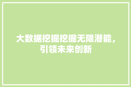 大数据挖掘挖掘无限潜能，引领未来创新