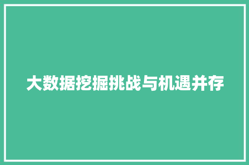 大数据挖掘挑战与机遇并存