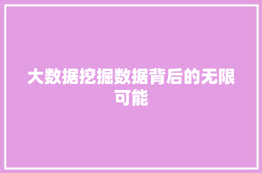 大数据挖掘数据背后的无限可能