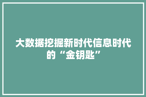 大数据挖掘新时代信息时代的“金钥匙”