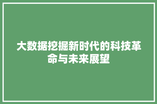 大数据挖掘新时代的科技革命与未来展望