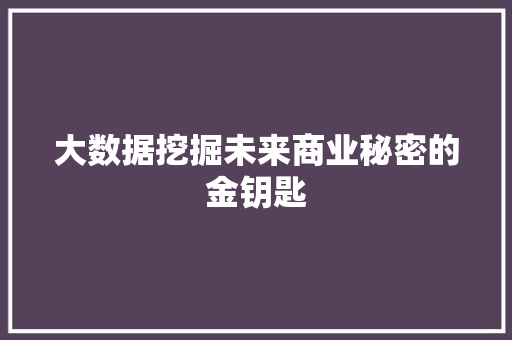 大数据挖掘未来商业秘密的金钥匙