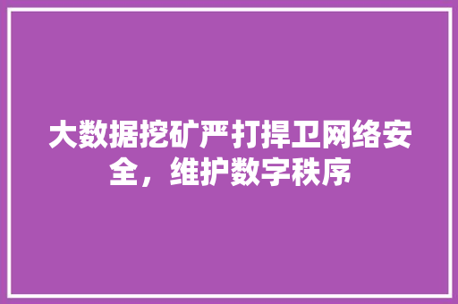 大数据挖矿严打捍卫网络安全，维护数字秩序