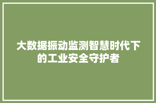 大数据振动监测智慧时代下的工业安全守护者
