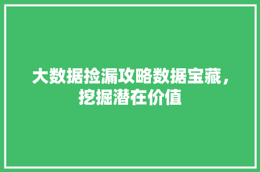 大数据捡漏攻略数据宝藏，挖掘潜在价值