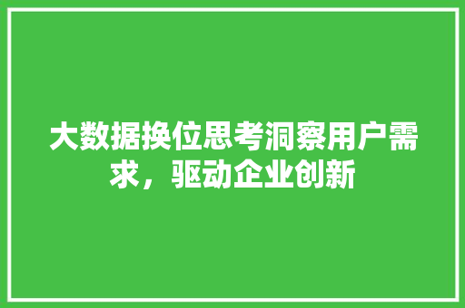 大数据换位思考洞察用户需求，驱动企业创新