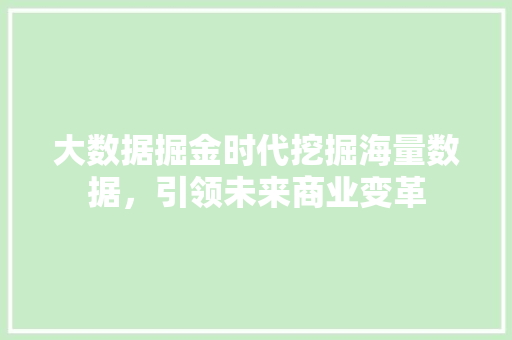 大数据掘金时代挖掘海量数据，引领未来商业变革  第1张