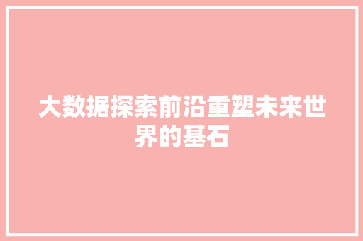 大数据探索前沿重塑未来世界的基石