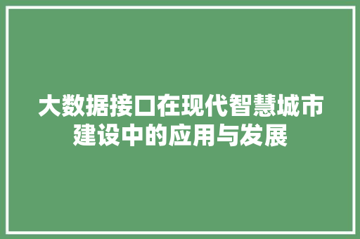 大数据接口在现代智慧城市建设中的应用与发展  第1张