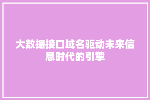 大数据接口域名驱动未来信息时代的引擎  第1张