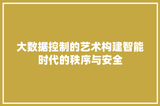 大数据控制的艺术构建智能时代的秩序与安全  第1张