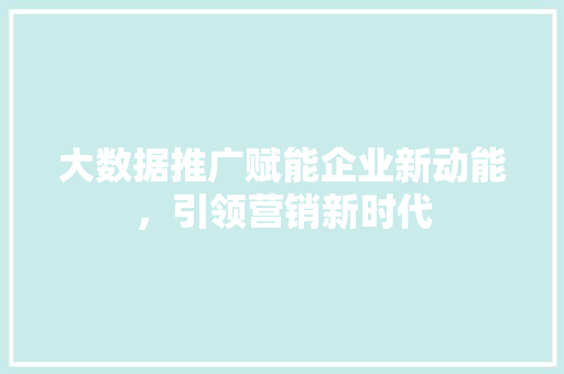 大数据推广赋能企业新动能，引领营销新时代  第1张