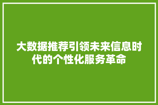大数据推荐引领未来信息时代的个性化服务革命