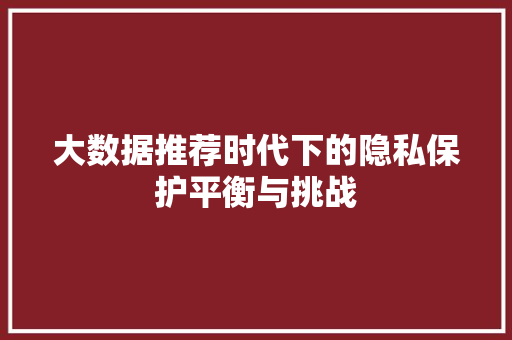 大数据推荐时代下的隐私保护平衡与挑战  第1张