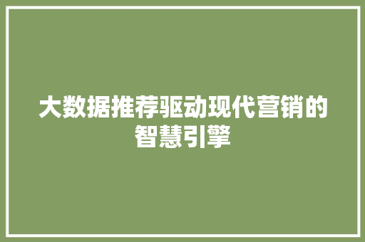 大数据推荐驱动现代营销的智慧引擎