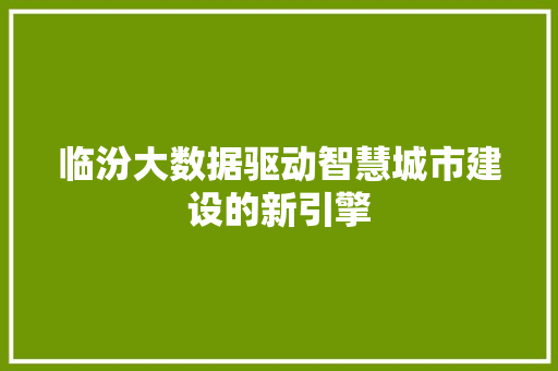 临汾大数据驱动智慧城市建设的新引擎