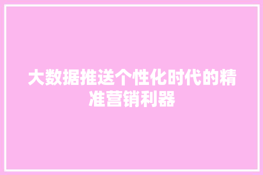 大数据推送个性化时代的精准营销利器