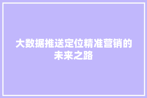 大数据推送定位精准营销的未来之路