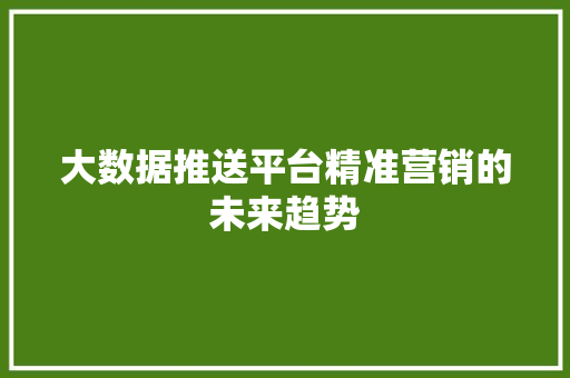 大数据推送平台精准营销的未来趋势
