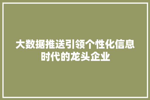 大数据推送引领个性化信息时代的龙头企业  第1张