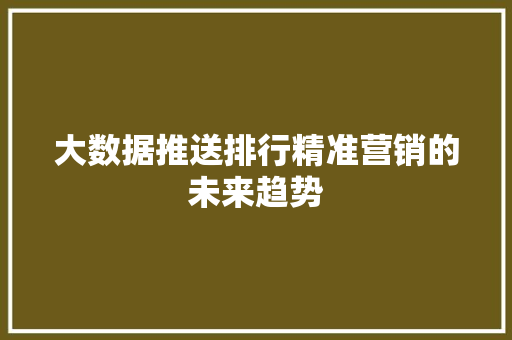大数据推送排行精准营销的未来趋势