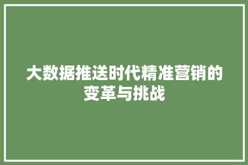 大数据推送时代精准营销的变革与挑战