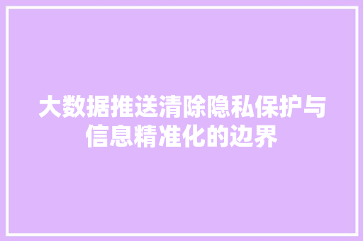大数据推送清除隐私保护与信息精准化的边界