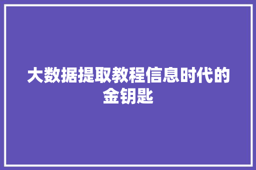 大数据提取教程信息时代的金钥匙  第1张