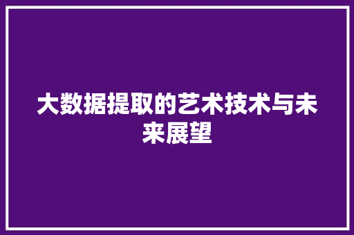 大数据提取的艺术技术与未来展望  第1张