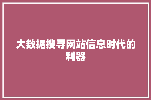 大数据搜寻网站信息时代的利器  第1张