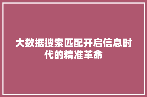 大数据搜索匹配开启信息时代的精准革命  第1张