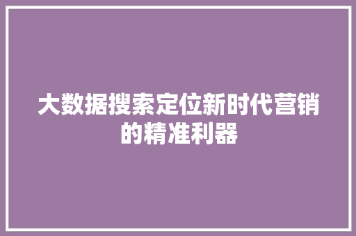 大数据搜索定位新时代营销的精准利器