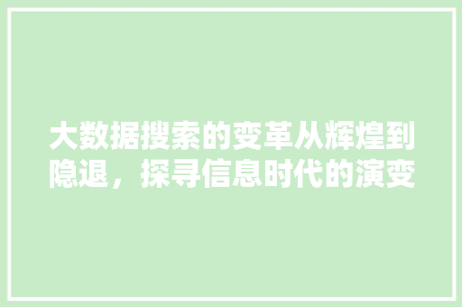 大数据搜索的变革从辉煌到隐退，探寻信息时代的演变轨迹  第1张