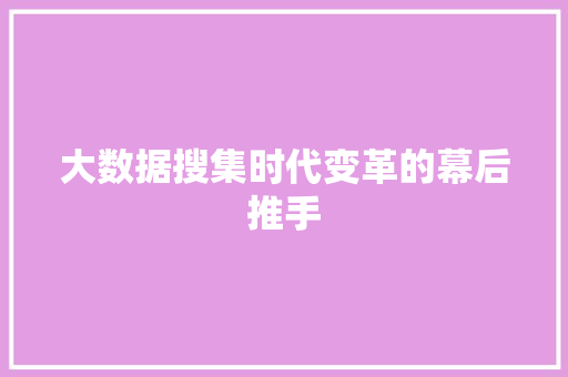 大数据搜集时代变革的幕后推手