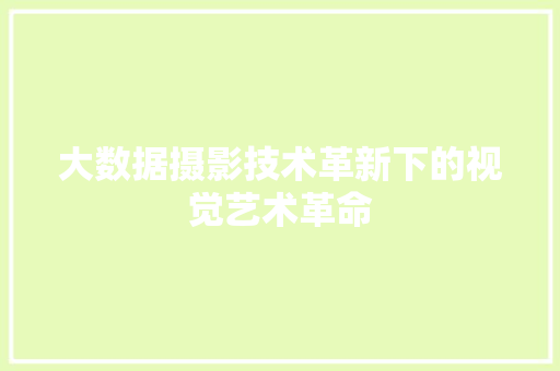 大数据摄影技术革新下的视觉艺术革命  第1张