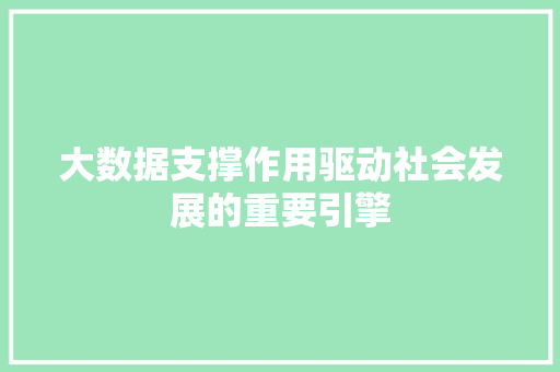 大数据支撑作用驱动社会发展的重要引擎