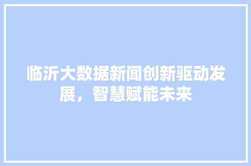 临沂大数据新闻创新驱动发展，智慧赋能未来