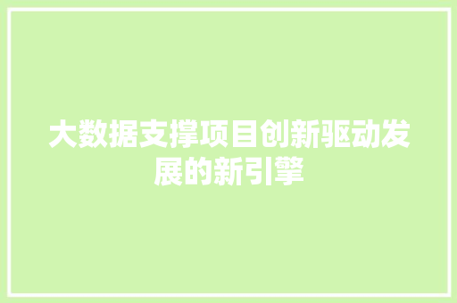 大数据支撑项目创新驱动发展的新引擎