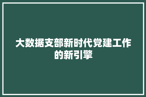 大数据支部新时代党建工作的新引擎  第1张
