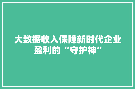 大数据收入保障新时代企业盈利的“守护神”  第1张